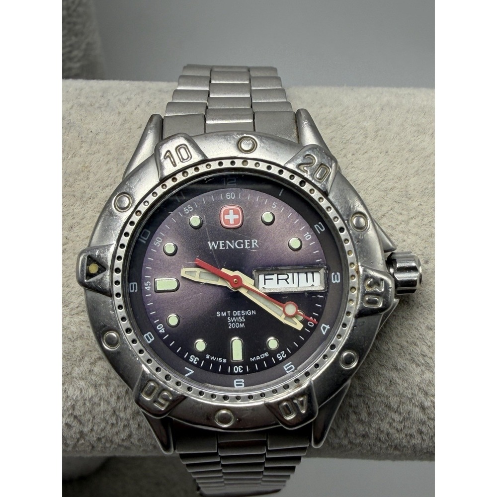 Wenger 091.0654 SMT Design Purple Dial New Battery Ladies Watch 30MM 6.25" Swiss